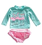 Baby Little Girls Rashguard Set Long Sleeve Swan Swimwear Polka Dot
