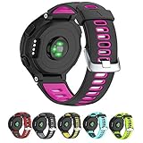 NotoCity Silicone Watch Band Replacement Solft Silicone Strap Compatible Forerunner 230/ 220/ 235/ 620/ 630/ 735XT-Black Pink