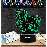 UbiKORT 3D Unicorn Lamp, Cute Unicorn Gifts for Girls, Great Unicorn Night Light for Girl Bedroom, and Party Decor | Unicorn Room Decor Gift | 7 Colors, IR Remote