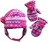 N'Ice Caps Girls Fair Isle Print Micro Fleece Hat And Mitten Set