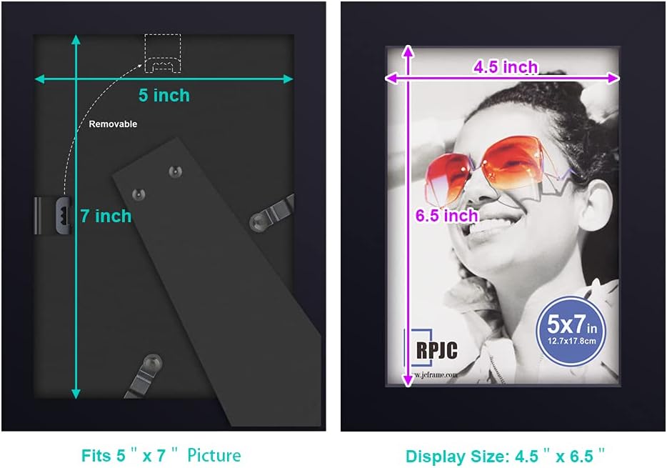 RPJC 5x7 Picture Frames Made of Solid Wood High Definition Glass for Table Top Display and Wall Mounting Photo Frame Black -