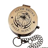 Personalized Brass Compass (6 Designs), Memorable Gift for an Eagle Scout, Boy Scout, or Cub Scout Leader, Engraved Vintage Style Working Compass in Gift Box