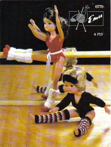 Emu Dolls Clothes Knitting Pattern: Sindy's Excercise Kit: Leotard, Striped Leg Warmers, Headband, Shoes