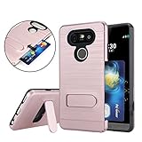 LG V20 Case,Berry Accessory Hybrid Dual Layer Defender Brushed Armor Card Slot [Slim Fit] [Kickstand Feature] Full Body Protective Case Cover for LG V20 (1- Rose Gold)