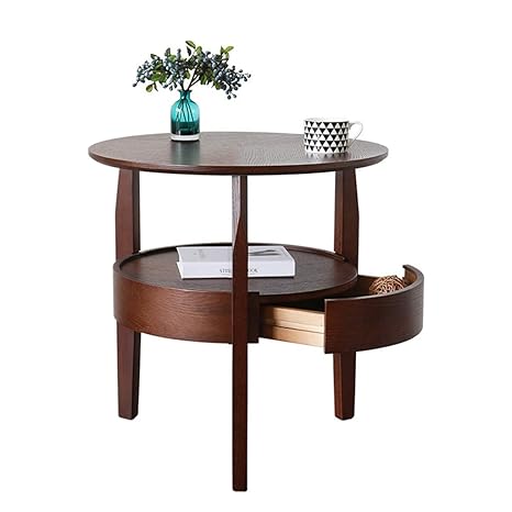 Amazon Com Cui Shuang Simple Round Oak Coffee Table With Drawers