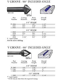Whiteside Router Bits 1502 Broca con 90 grados 1 2-inch diámetro de corte y 1 4-inch punto de longitud