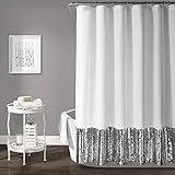 Lush Decor, Silver & White Mermaid Sequins Shower Curtain, 72