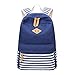 Abshoo Causal Canvas Stripe Backpack Cute Lightweight Teen Backpacks For Girls School Bookbag (Navy)