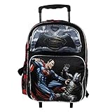 NEW DC Batman v Superman Movie Large 16 Back to School Black Rolling Backpack-Black