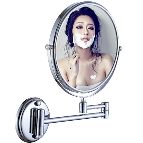Cavoli 8 inches Double-sided Wall Makeup Mount Mirror with 5x Magnification,Chrome Finish(8 inch,5x)