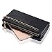 Augur Women's Matte Leather Wristlet Clutch Wallet with Wrist Strap Card Holder Evening (Black)