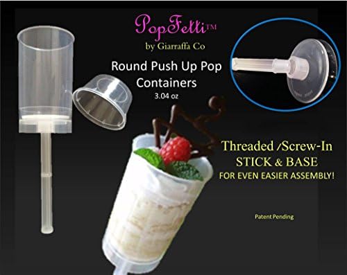 Push Pop Cake Containers By Giarraffa Co. For Cake Push up Pops, Ice Pops and Awesome for Confetti Poppers! 6 count 3.04 Oz with Twist in Stick and Base for Even Easier Assembly!