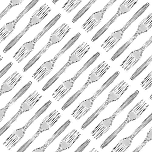 400 clear plastic forks bulk, Heavy duty clear plastic forks, clear disposable forks, clear forks 8 packs of 50 retail packaged.