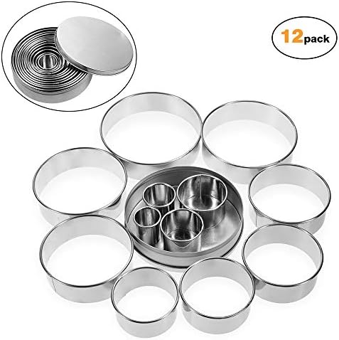 Anpro 12PCS Emporte-Pièces Acier Inoxydable Emporte-pièces Rond Pâtisserie pour Les Biscuits, Les Pâtes à Sucre, Les Gâteaux-12 Tailles Différentes - Cuisine A Vivre Anpro 12PCS Emporte-Pièces Acier Inoxydable Emporte-pièces Rond Pâtisserie pour Les Biscuits, Les Pâtes à Sucre, Les Gâteaux-12 Tailles Différentes