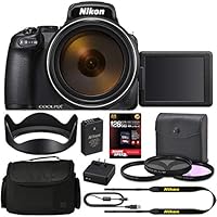 Nikon COOLPIX P1000 Digital Camera (Black) 26522 + 128GB 4K AOM Pro Kit: International Version (1 Year AOM Warranty)