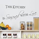 This Kitchen Is Seasoned with Love Quotes and Sayings Wall Decal Removable Vinyl Wall Art Stickers LUCKKYY