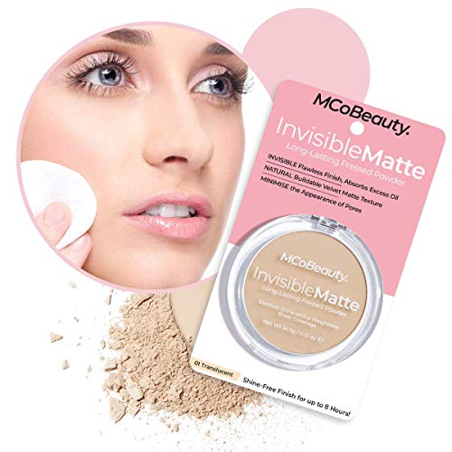 MCoBeauty Invisible Matte Pressed Powder | Setting and Finishing Face Powder | Translucent