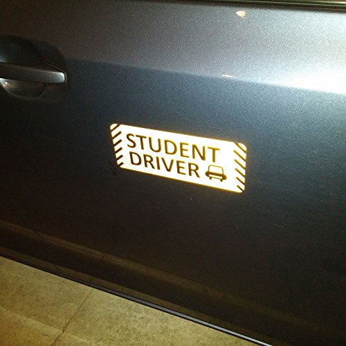 TOTOMO Student Driver Magnet Sticker - (Set of 2) 10"x4" Highly Reflective Premium Quality Car Safety Caution Sign Student Drivers #SDM06