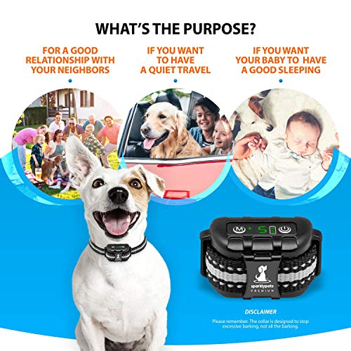 Smart Rechargeable Humane Bark Collar - Anti Barking Dog Collars with Beep Vibration, No Harm Shock, 5 Sensitivity Levels - Adjustable for Large, Medium or Small Dogs - Smart Q9 Bark Control Device