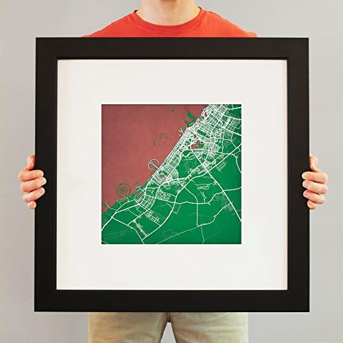 Dubai, United Arab Emirates Map Art, 23" Frame + Mat