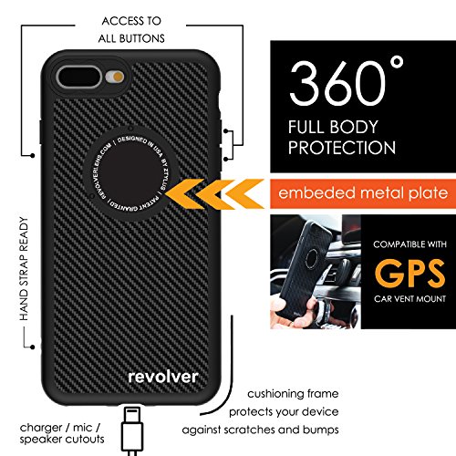 Ztylus Designer Revolver M Series Camera Kit: 6 in 1 Lens with Case for iPhone 7 Plus/8 Plus, iPhone Lens Kit - 2x Telephoto Lens, Macro, Super Macro Lens, Wide Angle Lens (Carbon Fiber)