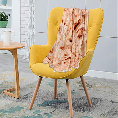DINOKA Burritos Tortilla Blanket, Flannel Burritos Flour Tortilla Throw Blankets Wrap Giant Round Beach Blanket Great Gift Idea for Adults & Youth (Yellow5, 71 inchs)