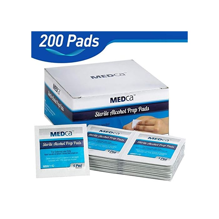 MEDca Alcohol Prep Pads, Sterile, Medium, 2-Ply Pack of 200