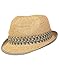 Funky Junque Women's Straw Fedora Sun Hat - UPF 50+ Protection, Short Brim, Stylish Woven Pattern