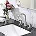 Phiestina 2 Handle 3 Hole 8 Inch Widespread Bathroom Faucet with Metal Pop-Up Drain, Brushed Nickel, WF015-1-BN