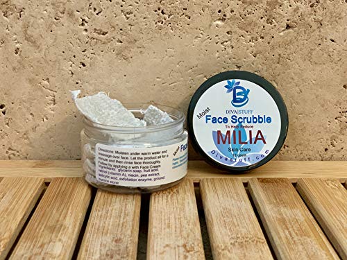 Milia Treatment Set, Helps Dissolve and Reduce Milia, With Salicylic Acid, Sandalwood, Olive Squalene, Face Scrubbies and Face Cream Set, By Diva Stuff