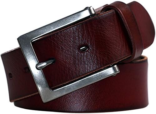 POL PARKMAN Mens Classic Jean Leather Belt Brown 1 1/2 inch Wide