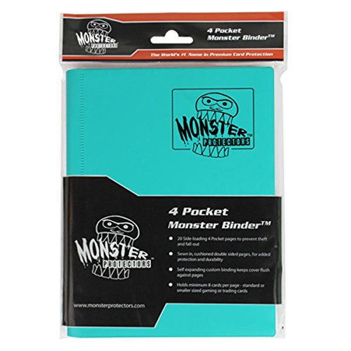 Monster Binder - 4 Pocket Trading Card Album - Matte Teal (Anti-theft Pockets Hold 160+ Yugioh, Pokemon, Magic the Gathering Cards)