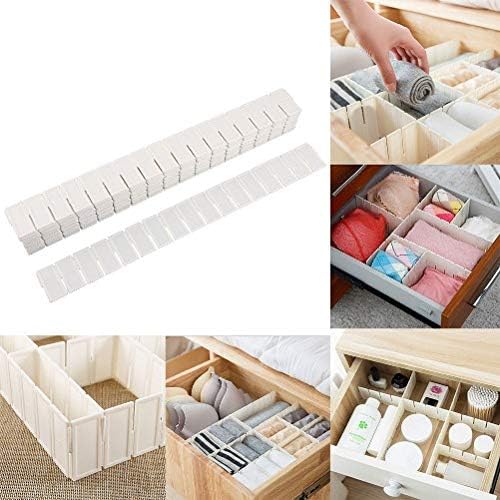 ADEPTNA Large Durable Adjustable Drawer Dividers Organiser Pack of 10 - DIY Plastic Closet Separator Household Necessities for Wardrobe Clothes Organiser Kitchen Bedroom Home Office - SIZE 48CM X 7CM