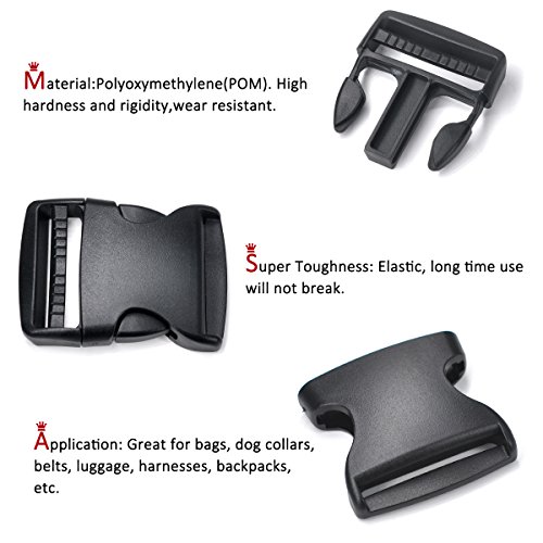 2 Inch Side Quick Release Plastic Buckles (12 Pack-Black)