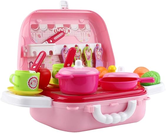 Amazon Goolrc クッキング プレイセット キッズ キッチン ツール ケース ハンドバッグ ふりプレイキッチン ツール ケース 27pcs セット 幼児 おもちゃ 子供用 コスプレ ツール ままごと ごっこ遊び おもちゃ