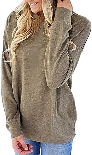 Women Solid Color Round Neck Casual Loose Short Long Sleeve Sweatshirt T-shirts Tops Blouse