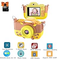 Twinto Kids Camera, Digital Camera Selfie and Video Camera with 12MP/ HD 1080P/ Dual Lens/ 2.0 inch Screen/ 256M Micro SD Card, Birthday Gift for Boys Girls (Yellow)