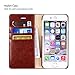 Belemay iPhone 7 Plus Wallet Case, Genuine Cowhide Leather Case Wallet, [Slim Fit] Shockproof Flip Cover Folio Book Style Card Holder Slots, Kickstand, Cash Pockets Compatible iPhone 7 Plus, Brown