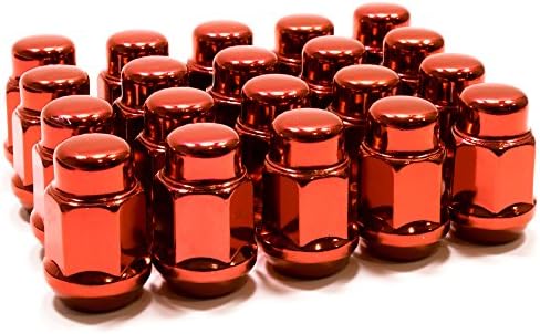 T6 PREMIUM RED CLOSED END BULGE ACORN WHEEL LUG NUTS 3/4" HEX 1.38" TALL 14X1.50 MM THREAD PITCH SET OF 32