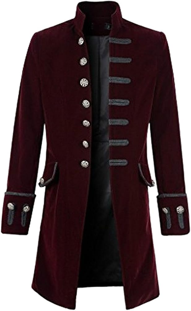 Manteau Long En Cuir Style Médiéval Pour Homme - Look Steampunk Gothique Vintage - Grande Taille - Double Boutonnage