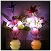 SODIAL(R) 2 PCS Kids Night Light Bathroom Kitchen Bedside Wall Light Lamp Color Changing Plug In LED Mushroom Flower Night Light
