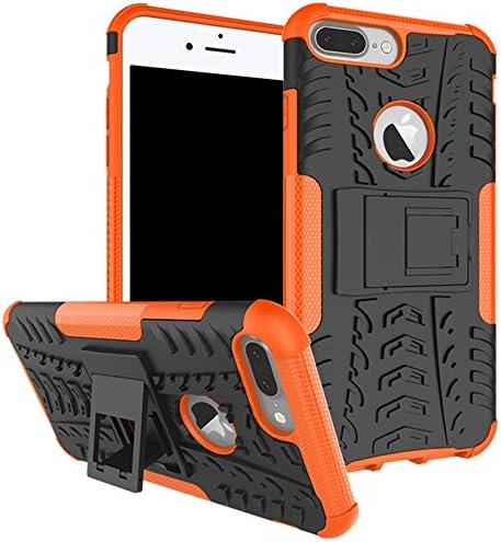 iPhone 8 Plus Case, LENBOKEN(TM)Armor cases (8+) Tough Rugged Shockproof Dazzling Style Skin inner Kickstand Dual Layer Hybrid Hard/Soft Slim Protective Case for iPhone 8 Plus 7Plus (Orange)