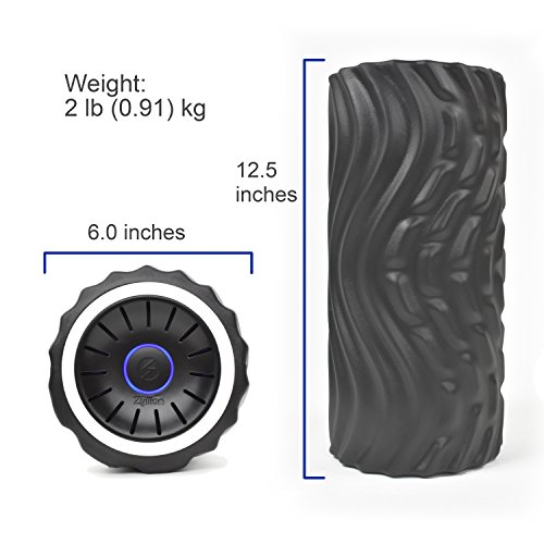 Zyllion Vibrating Foam Roller with 4 Intensity Settings – Rechargeable High Density Massager for Post Workout Muscle Recover, Myofascial Release, and Deep Tissue Massage, ZMA-22 (Black/White) - Thumbnail 4
