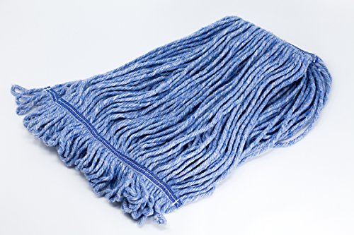 KLEEN HANDLER HEAVY DUTY Commercial Mop Head Replacement, Wet Industrial Blue Cotton Looped End String Cleaning Mop Head Refill