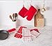 DII Basic Terry Collection Windowpane Dishtowel Set, 16x26, Red Check, 4 Piece