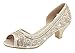 Bella Marie Girls Kids Sparkle Crystal Bling Open Toe Low Kitten Heel Pumps