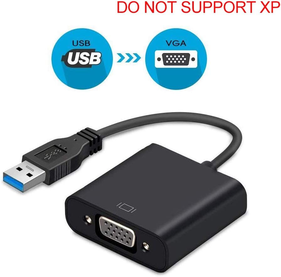 SUNKY USB 3.0 to VGA Adapter, USB to VGA Video Adapter Converter, Multi Monitor Display, Display External Cable Adapter for PC Laptop Windows 10/8.1/8/7/XP [Upgraded Version] (Black