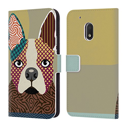 Official Lanre Adefioye Boston Terrier Dogs 2 Leather Book Wallet Case Cover For Motorola Moto G4 Play