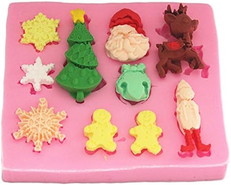 PIAGO 1 PcsÂ 10 Cavity Santas Essentials Silicone Mould Food Grade Icing lace Mould, Non Stick Sugar Paste Chocolate Fondant Butter Resin Cabochon Polymer Clay Fimo Moulds