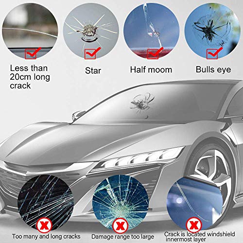 Manelord Car Windshield Repair Kit, Do it Yourself Windshield Repair Kit with Windshield Repair Resin for Repairing Auto Glass Windshield Crack Chips, Bulls-Eye, Spider Web, Star-Shaped, Half-Moon